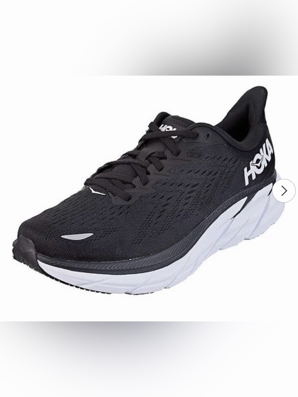 Hoka Clifton 8 Black and White Running Sneakers size 10.5b (narrow) - Picture 2 of 13